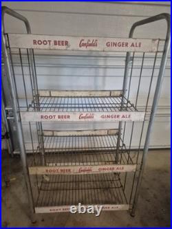 Vintage Wire Metal Display Rack with Labels General Store Canfield's Root beer
