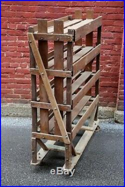 Vintage Wood Cart Bakers Rack Shoe Rack Store Display Casters storage shelving