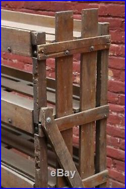Vintage Wood Cart Bakers Rack Shoe Rack Store Display Casters storage shelving