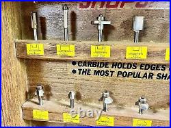 Vintage Wood SHOPSMITH Carbide Router Bit Counter / Wall Display Case with 27 Bits