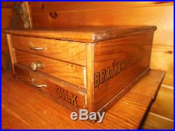 Vintage Wooden 3 Drawer Spool / Thread Cabinet / BRAINERD & ARMSTRONG