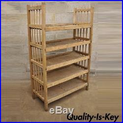 Vintage Wooden 5 Shelf Shoe Drying Rack Retail Store Display Industrial Stand