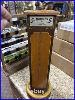 Vintage Wooden Nibbles 5 cent rotating Store Display 17 tall