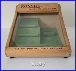 Vintage Wooden RONSON Cigarette Lighter Store Counter Display Showcase