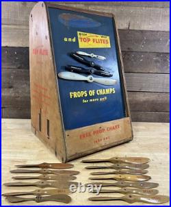 Vintage Wooden Top Flite Models Inc. Advertising Store Display With Propellers
