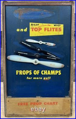 Vintage Wooden Top Flite Models Inc. Advertising Store Display With Propellers