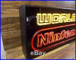 Vintage World of Nintendo Lighted Double Sided Sign Store Display NES M36R 1991