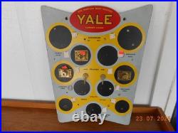 Vintage YALE LOCK Wooden Sign Store Display Advertising Rare Cabinet Lock & Keys