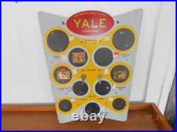Vintage YALE LOCK Wooden Sign Store Display Advertising Rare Cabinet Lock & Keys