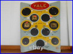 Vintage YALE LOCK Wooden Sign Store Display Advertising Rare Cabinet Lock & Keys