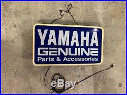Vintage YAMAHA Motorcycle Dealer Light Up Sign GENUINE PARTS & ACCESSORIES Works