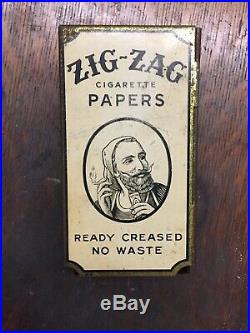 Vintage ZIG ZAG CIGARETTE ROLLING PAPERS STORE DISPENSER TIN DISPLAY ADVERTISING