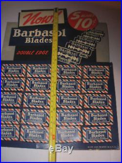 Vintage advertising Barbasol store Display stand with double edge shaving razors