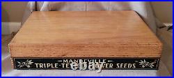 Vintage general store Mandeville & King seed display wooden box complete rare