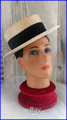 Vintage mannequin head, plaster, glass eyes, implanted hair, store display head