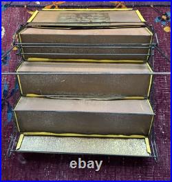Vintage yellow metal RCA Radio Batteries store display rack
