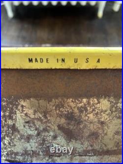 Vintage yellow metal RCA Radio Batteries store display rack