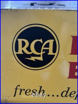 Vintage yellow metal RCA Radio Batteries store display rack