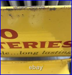 Vintage yellow metal RCA Radio Batteries store display rack