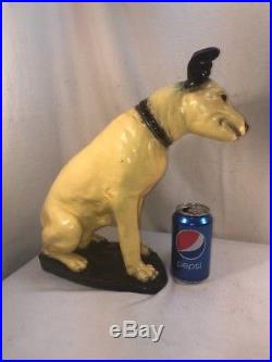 Vtg 1920-30's Chalkware RCA Nipper Terrier Dog Store Display Carnival Prize 14+