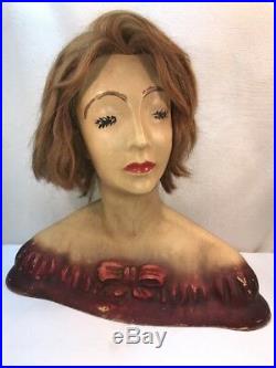 Vtg 1920-30s Art Deco Lamoureux NYC STORE DISPLAY Woman Mannequin Bust Head