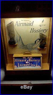 Vtg 1930s AIRMAID HOSIERY Store Advertising Display Cabinet with Amelia Earhart