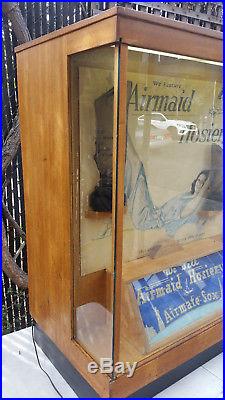 Vtg 1930s AIRMAID HOSIERY Store Advertising Display Cabinet with Amelia Earhart