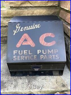 Vtg 1950s AC Fuel Pump Service Cabinet Display With Parts GM Detroit Flint MI