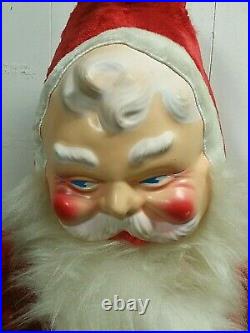 Vtg 1950s Large 54 Stuffed Plush Sitting Rubber Face Santa Claus, Store Display