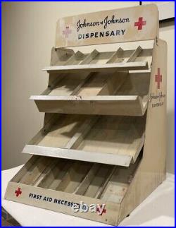 Vtg 1950s Metal Retail Display First Aid Dispensary Stand Johnson & Johnson J&J