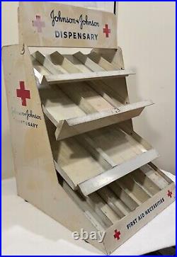 Vtg 1950s Metal Retail Display First Aid Dispensary Stand Johnson & Johnson J&J