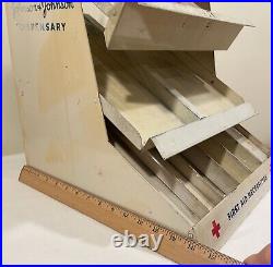 Vtg 1950s Metal Retail Display First Aid Dispensary Stand Johnson & Johnson J&J