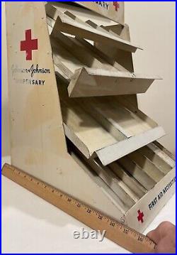 Vtg 1950s Metal Retail Display First Aid Dispensary Stand Johnson & Johnson J&J