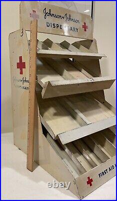 Vtg 1950s Metal Retail Display First Aid Dispensary Stand Johnson & Johnson J&J