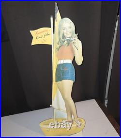 Vtg 1970s Kodak Camera Countertop Boat Girl Advertising Sign Cardboard 21