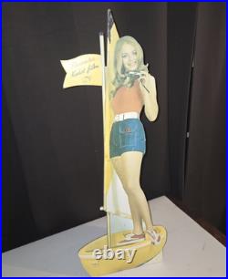 Vtg 1970s Kodak Camera Countertop Boat Girl Advertising Sign Cardboard 21