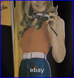 Vtg 1970s Kodak Camera Countertop Boat Girl Advertising Sign Cardboard 21