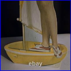 Vtg 1970s Kodak Camera Countertop Boat Girl Advertising Sign Cardboard 21