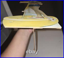 Vtg 1970s Kodak Camera Countertop Boat Girl Advertising Sign Cardboard 21