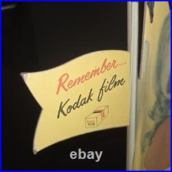 Vtg 1970s Kodak Camera Countertop Boat Girl Advertising Sign Cardboard 21