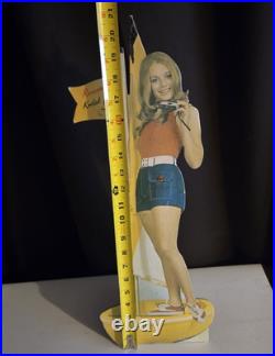 Vtg 1970s Kodak Camera Countertop Boat Girl Advertising Sign Cardboard 21