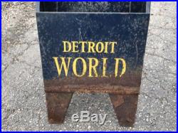 Vtg 20s-30s DETROIT WORLD Newspaper Rack Display Detroit News Free Press 8 Cents