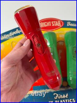 Vtg 50s BRIGHT STAR Flashlight advertising Store Display Sign atomic age plastic