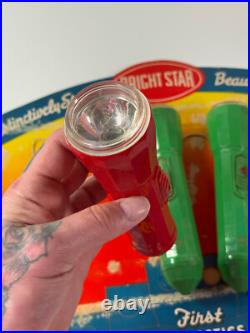 Vtg 50s BRIGHT STAR Flashlight advertising Store Display Sign atomic age plastic
