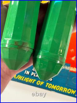 Vtg 50s BRIGHT STAR Flashlight advertising Store Display Sign atomic age plastic