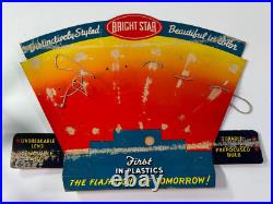 Vtg 50s BRIGHT STAR Flashlight advertising Store Display Sign atomic age plastic