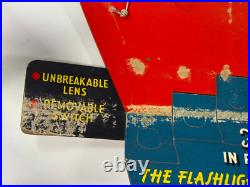 Vtg 50s BRIGHT STAR Flashlight advertising Store Display Sign atomic age plastic