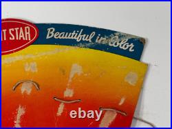 Vtg 50s BRIGHT STAR Flashlight advertising Store Display Sign atomic age plastic