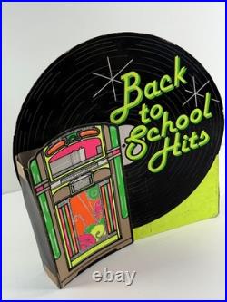 Vtg 60s 70s Back to School Hits Advertising Record Store Display Jukebox neon #2
