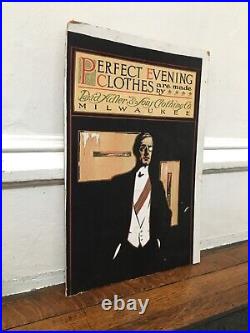 Vtg Antique Original Store Advertising Work Wear Mens Clothes Clothing Sign